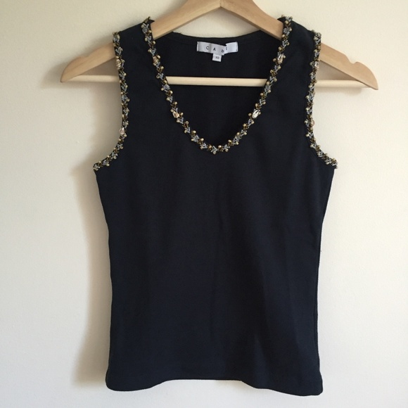 CAbi Black Ribbed Seashell Accent Tank Top - Picture 2 of 8